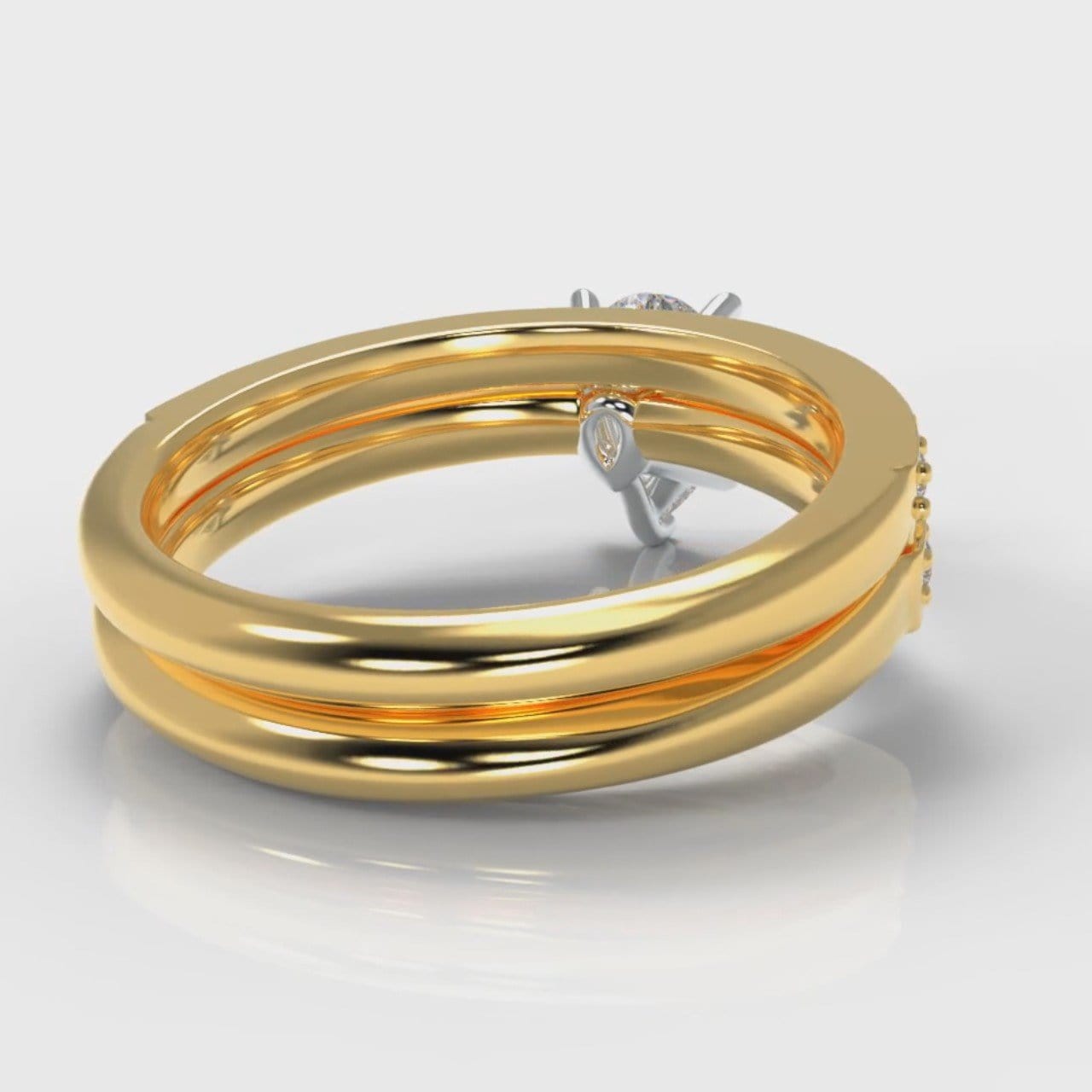 Pavé Pear Diamond Bridal Set - Yellow Gold
