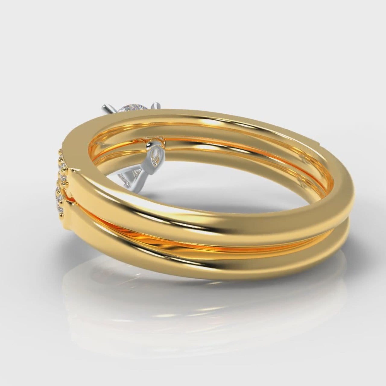 Pavé Pear Diamond Bridal Set - Yellow Gold