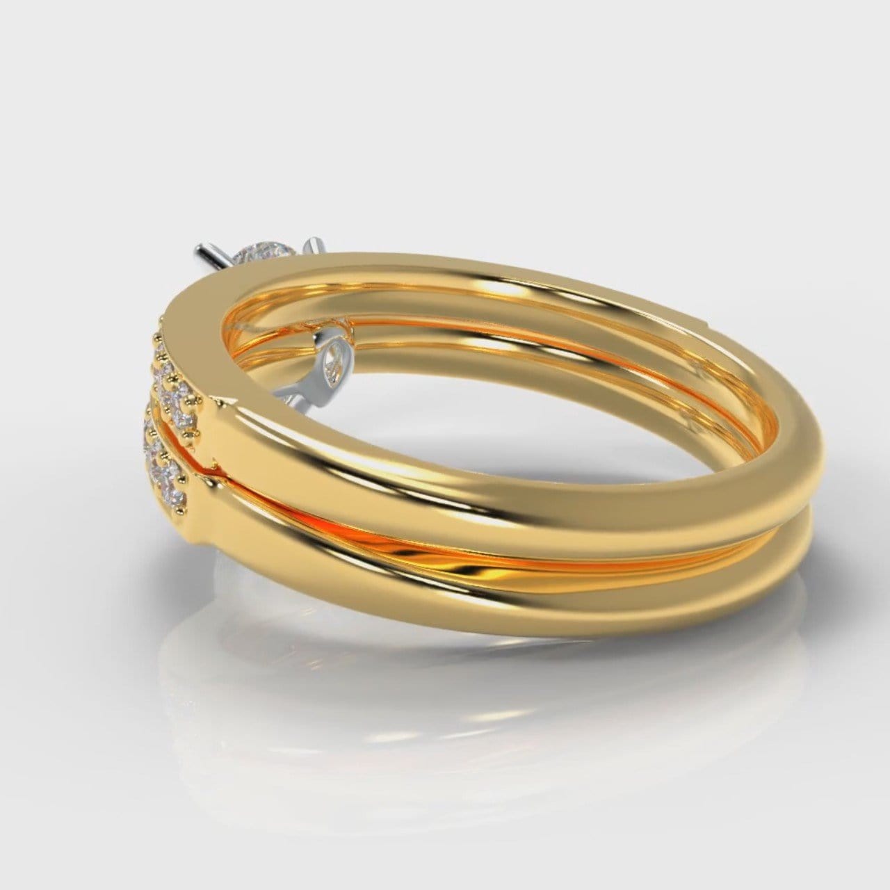 Pavé Pear Diamond Bridal Set - Yellow Gold