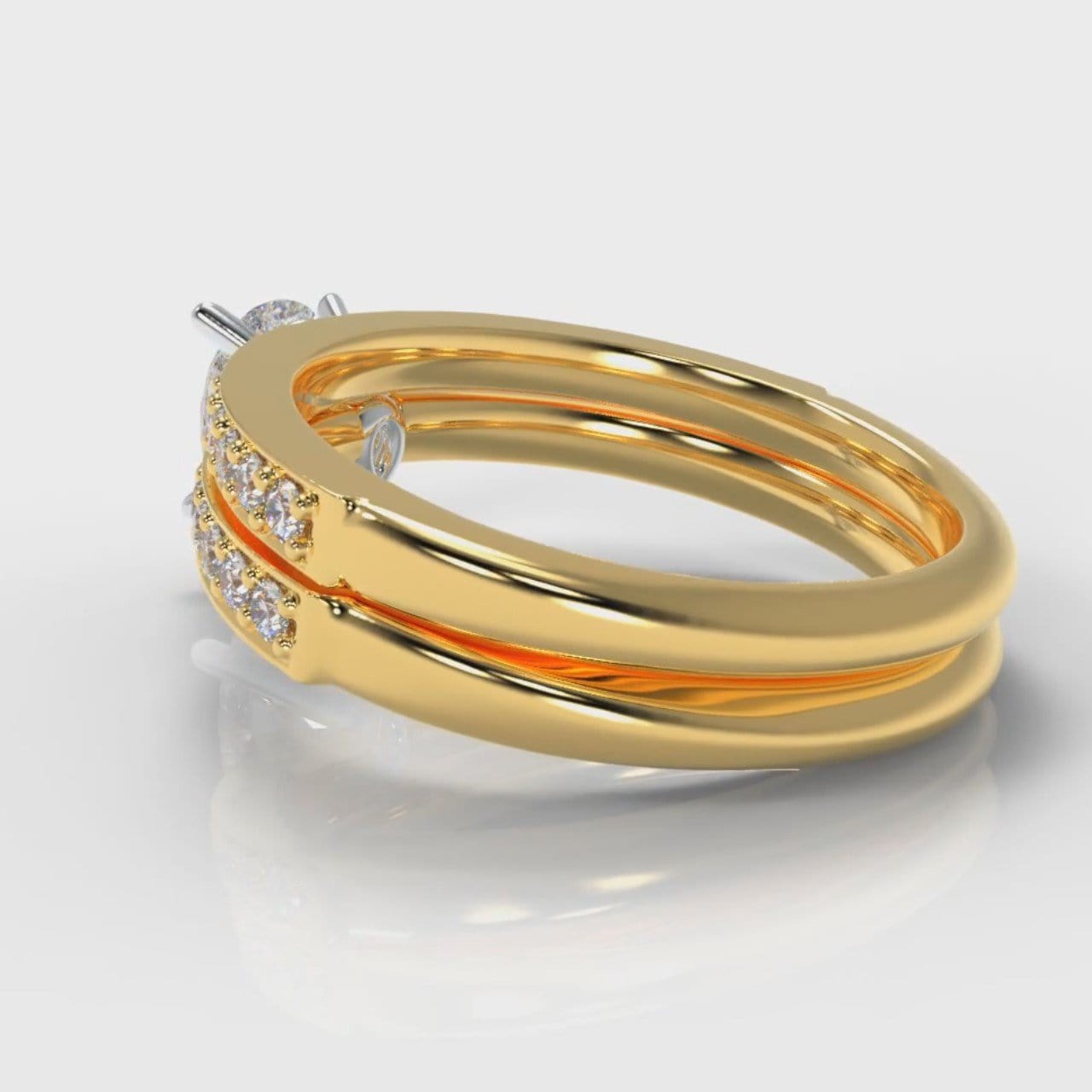 Pavé Pear Diamond Bridal Set - Yellow Gold