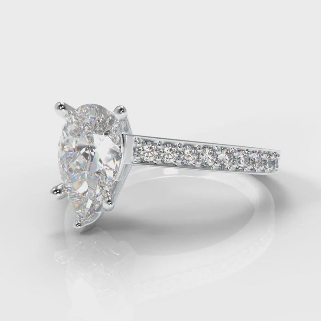 Pavé Pear Diamond Engagement Ring