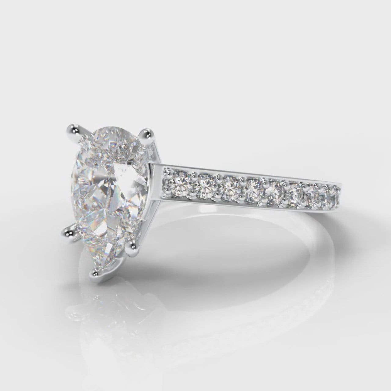Pavé Pear Diamond Engagement Ring
