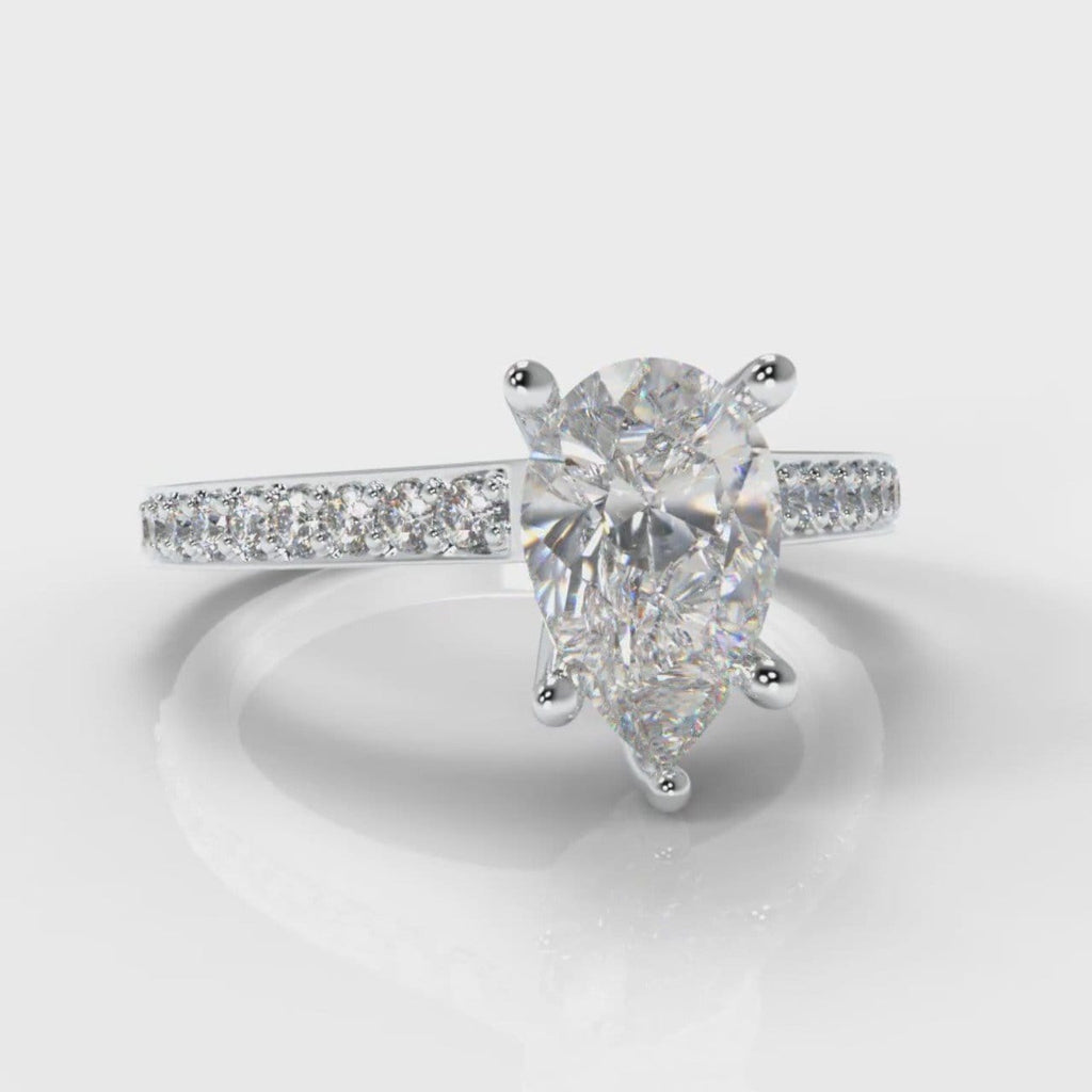 Pavé Pear Diamond Engagement Ring