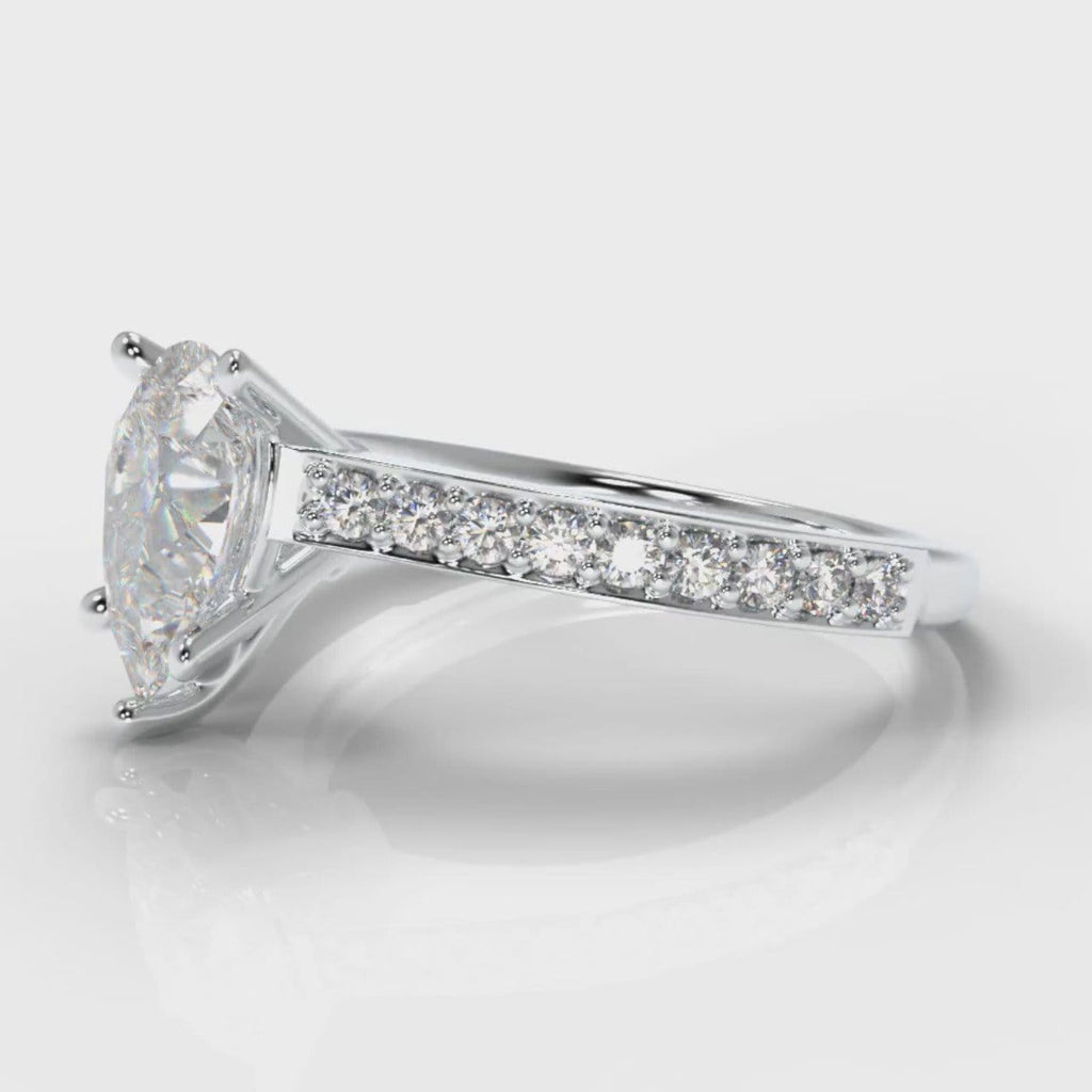 Pavé Pear Diamond Engagement Ring