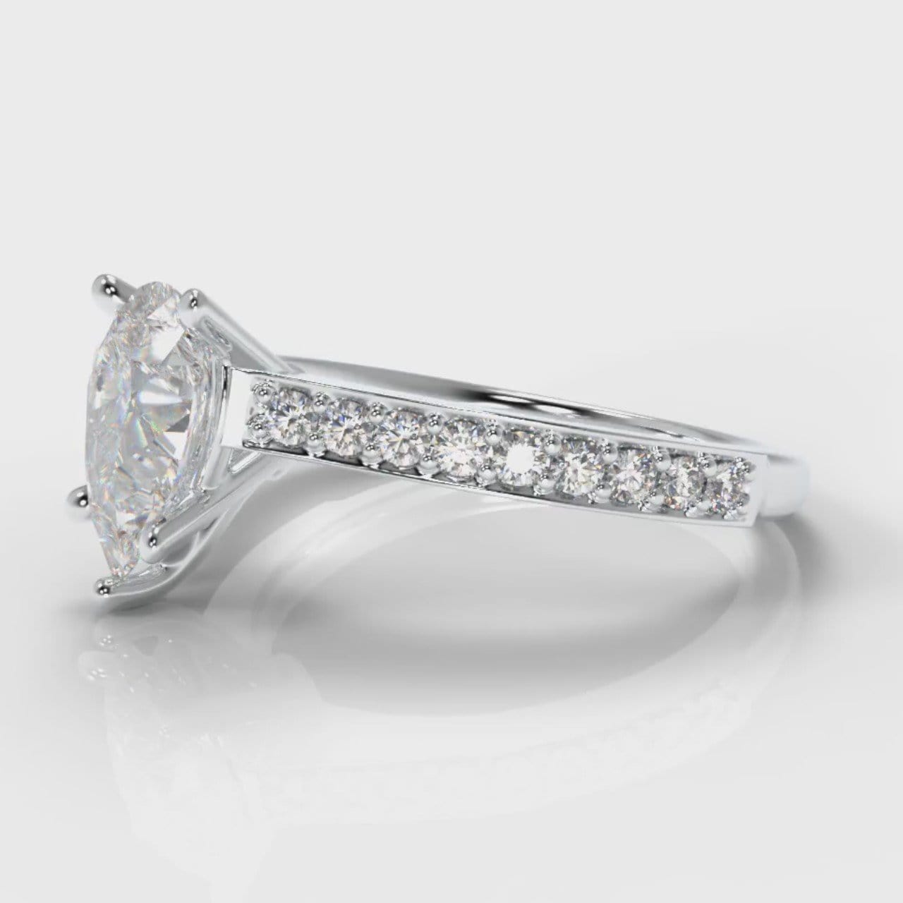 Pavé Pear Diamond Engagement Ring