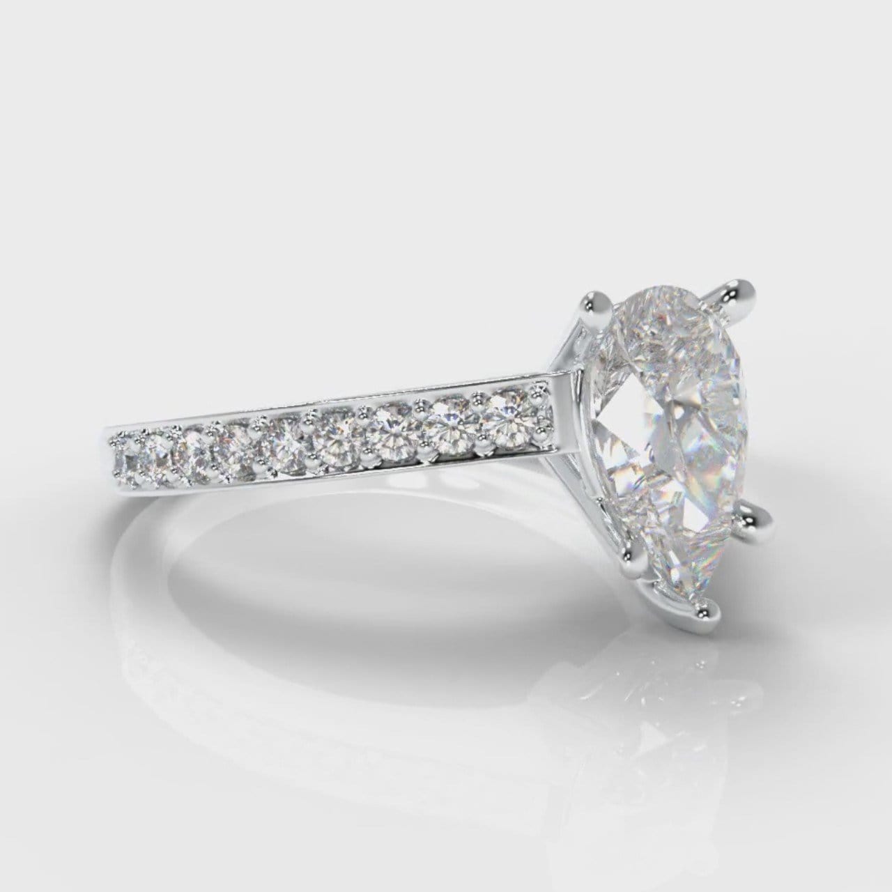 Pavé Pear Diamond Engagement Ring
