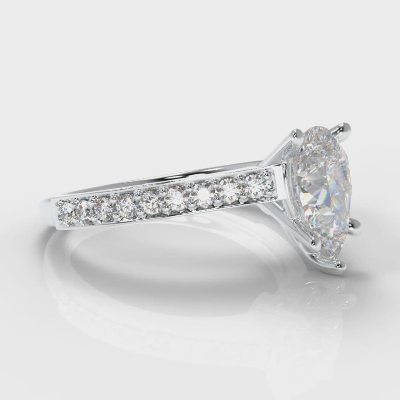 Pavé Pear Diamond Engagement Ring