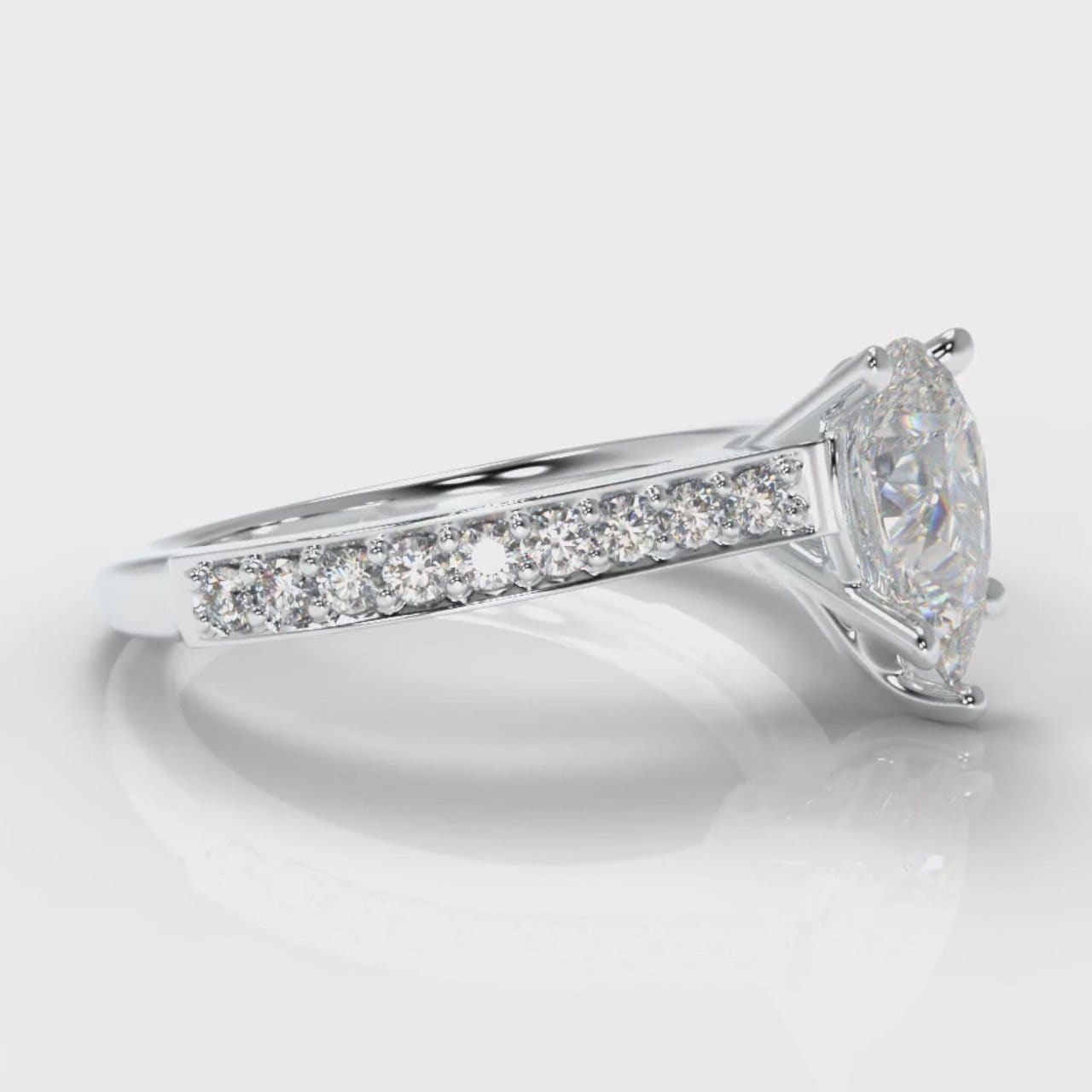 Pavé Pear Diamond Engagement Ring