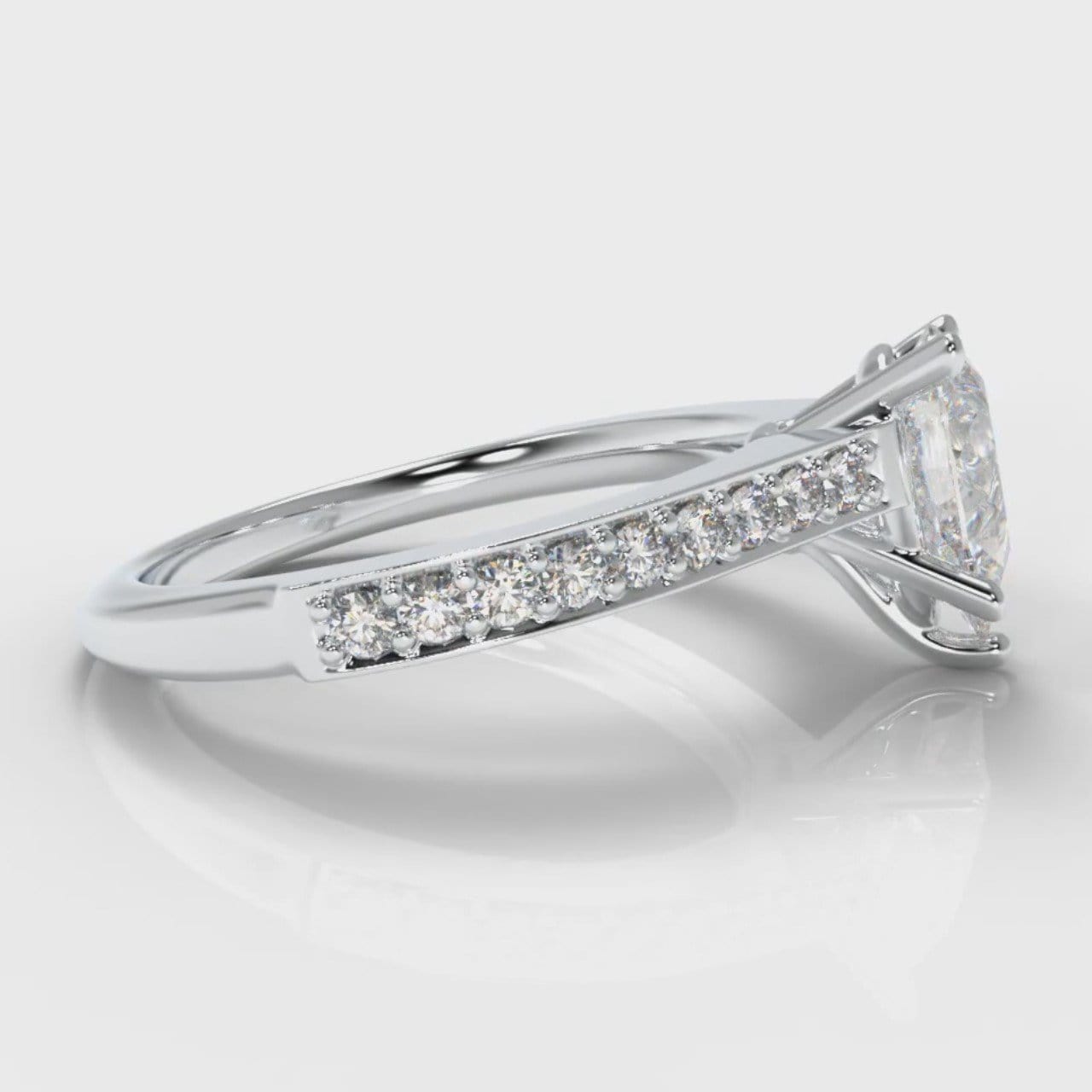 Pavé Pear Diamond Engagement Ring