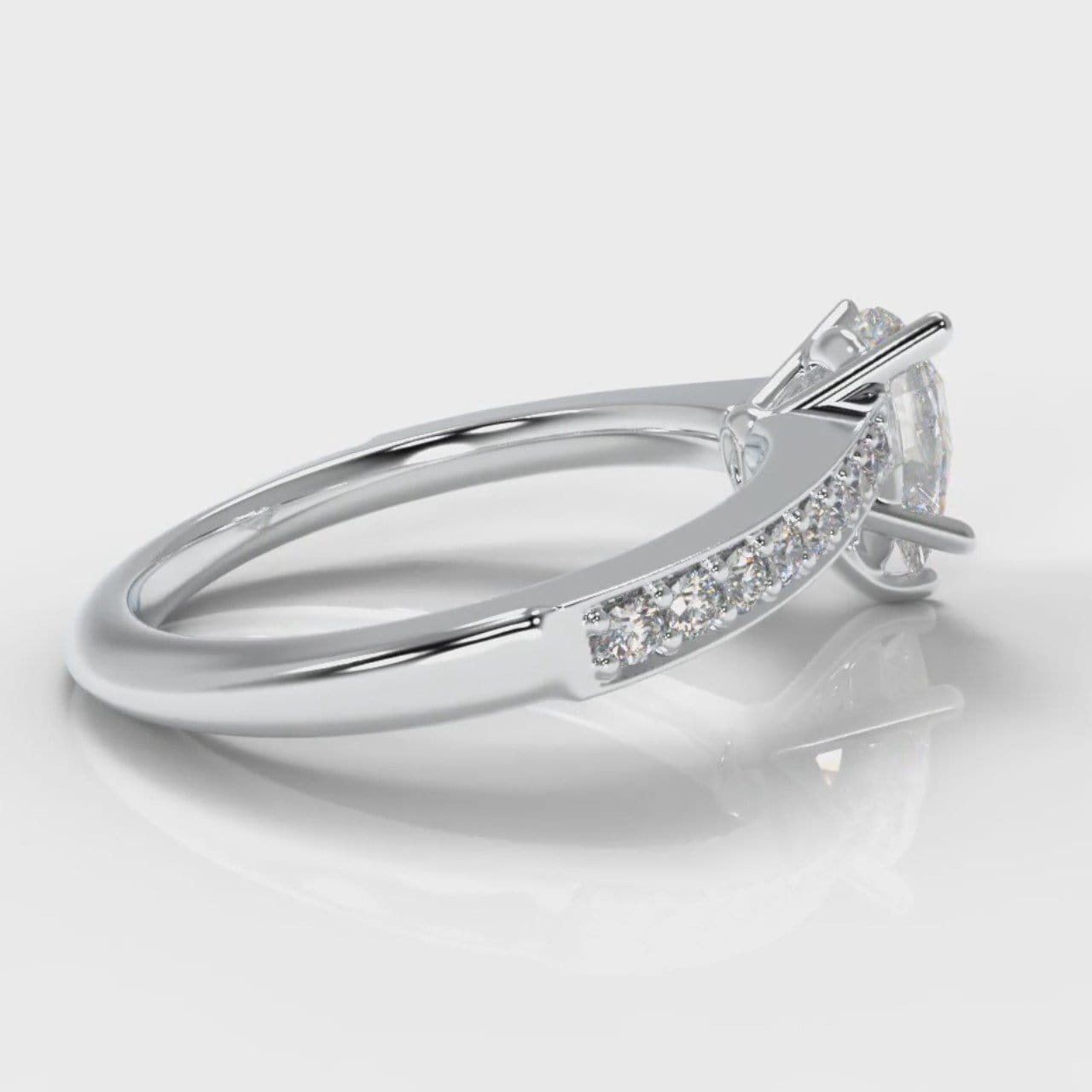 Pavé Pear Diamond Engagement Ring