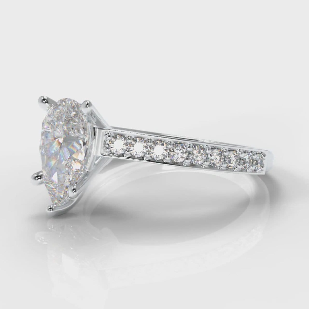 Pavé Pear Diamond Engagement Ring