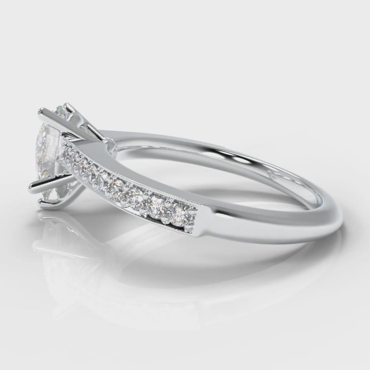Pavé Pear Diamond Engagement Ring