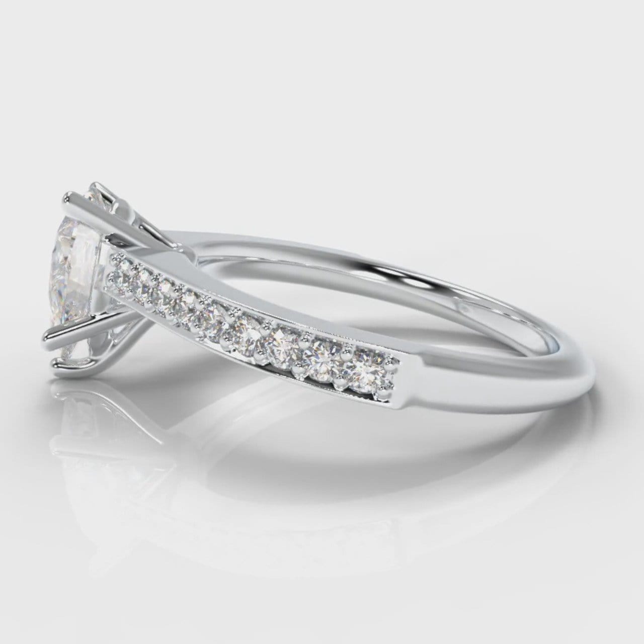 Pavé Pear Diamond Engagement Ring