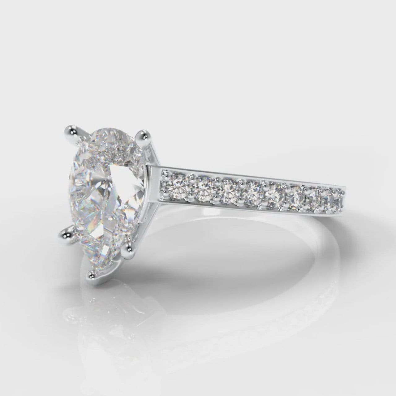 Pavé Pear Diamond Engagement Ring