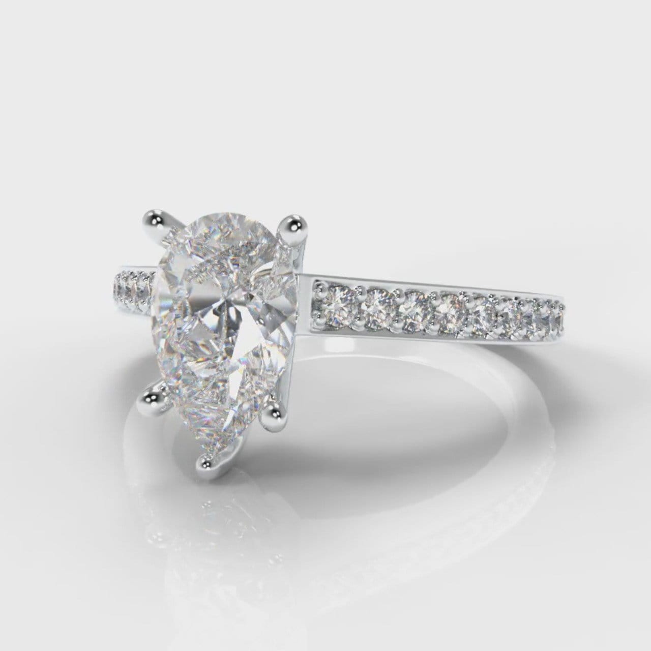 Pavé Pear Diamond Engagement Ring