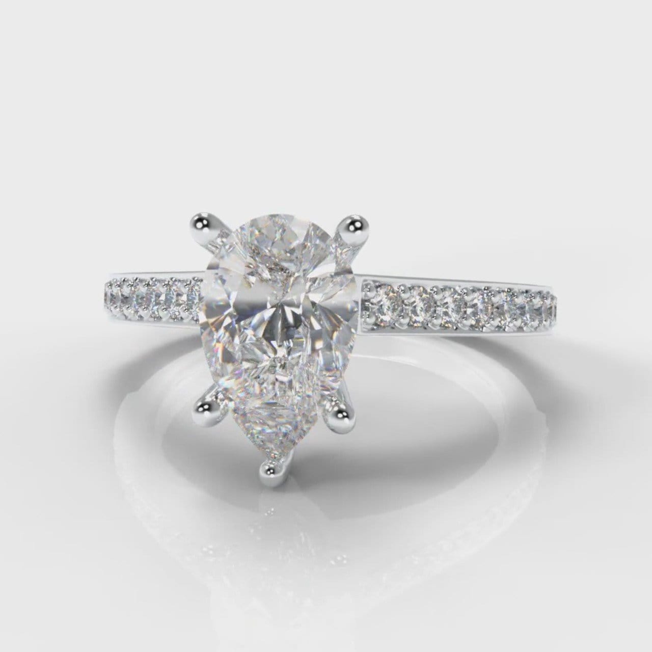 Pavé Pear Diamond Engagement Ring