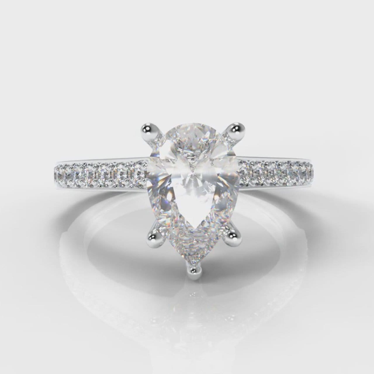 Pavé Pear Diamond Engagement Ring