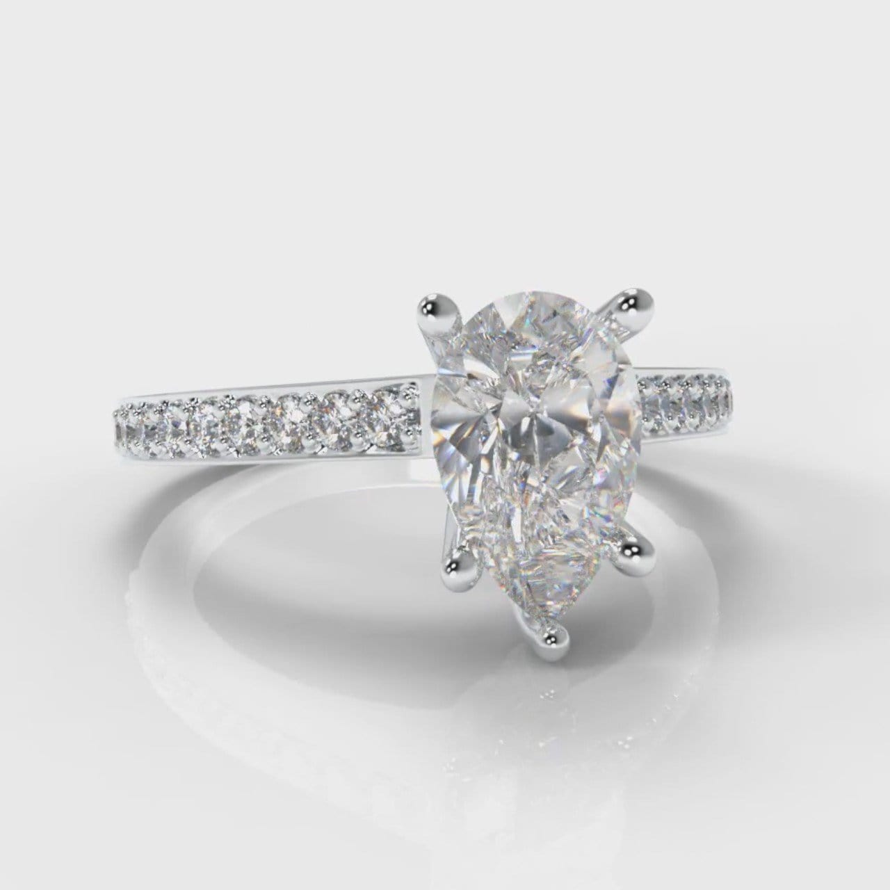 Pavé Pear Diamond Engagement Ring