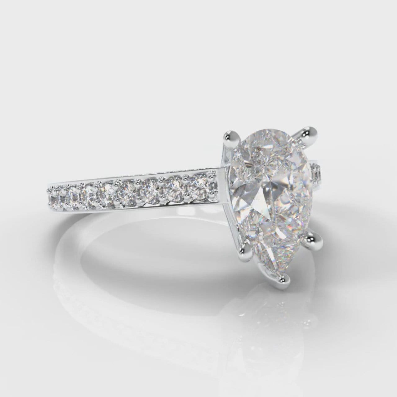 Pavé Pear Diamond Engagement Ring