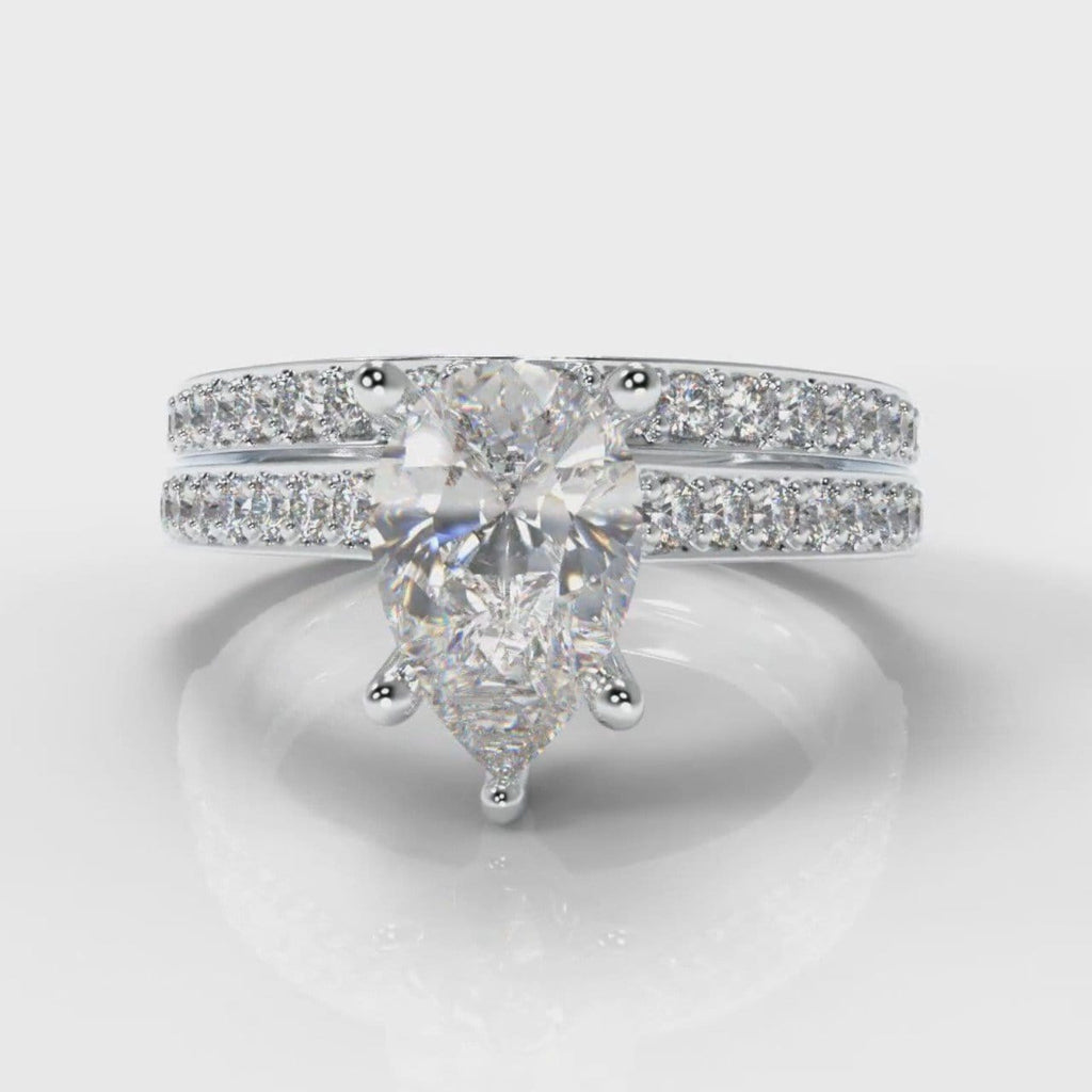 Pavé Pear Diamond Bridal Set