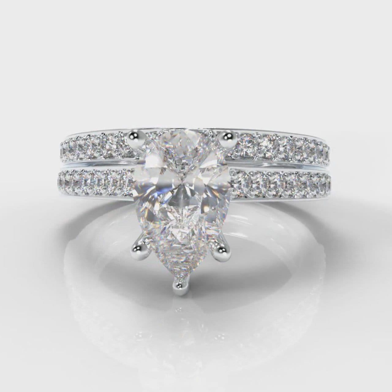 Pavé Pear Diamond Bridal Set
