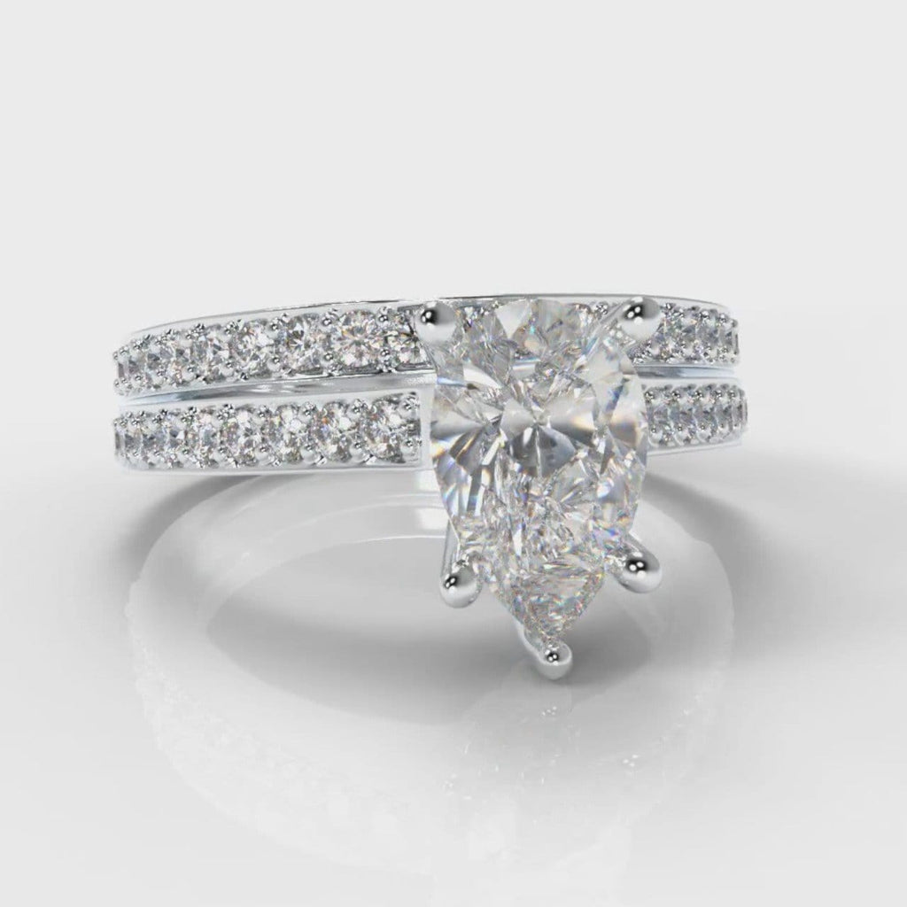 Pavé Pear Diamond Bridal Set