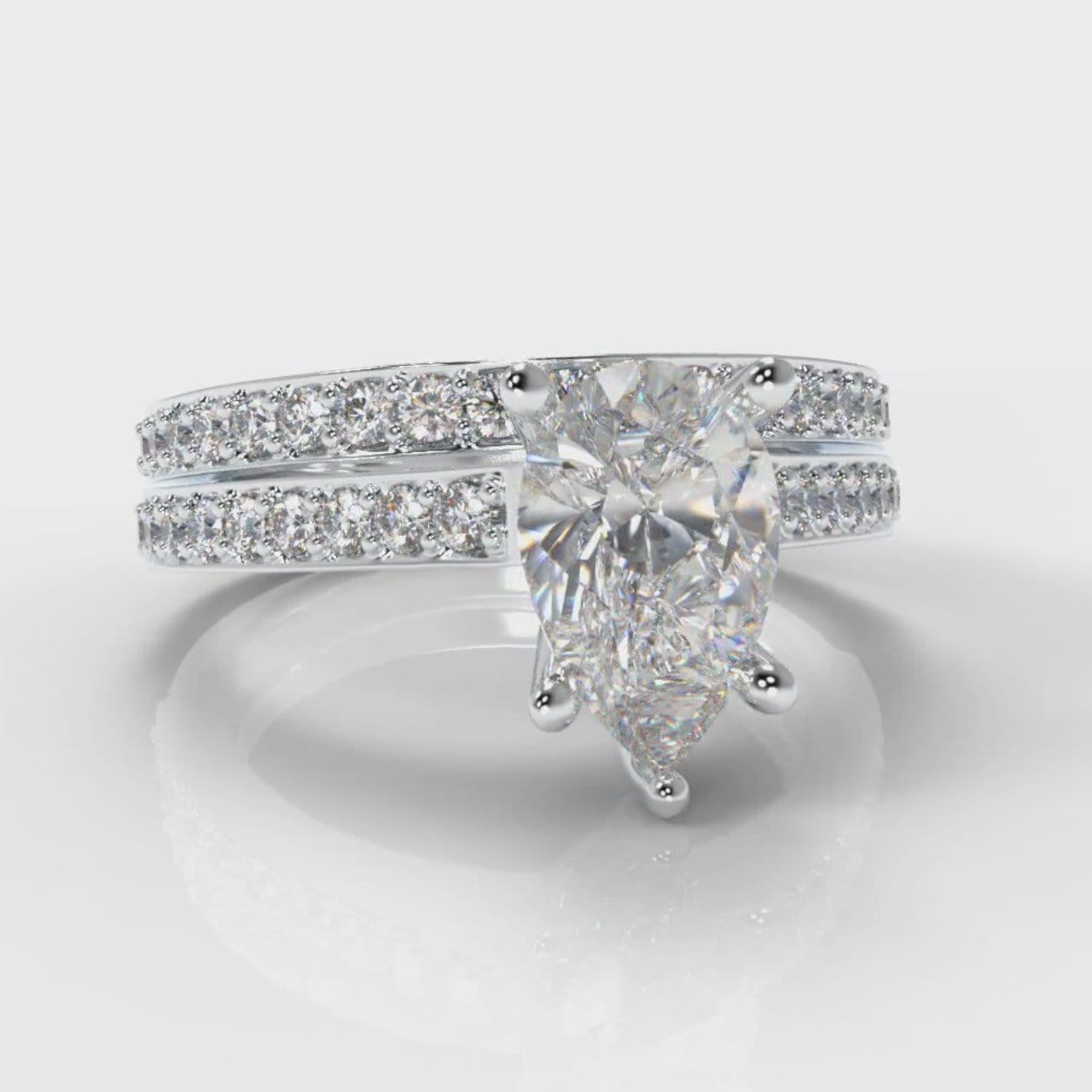 Pavé Pear Diamond Bridal Set