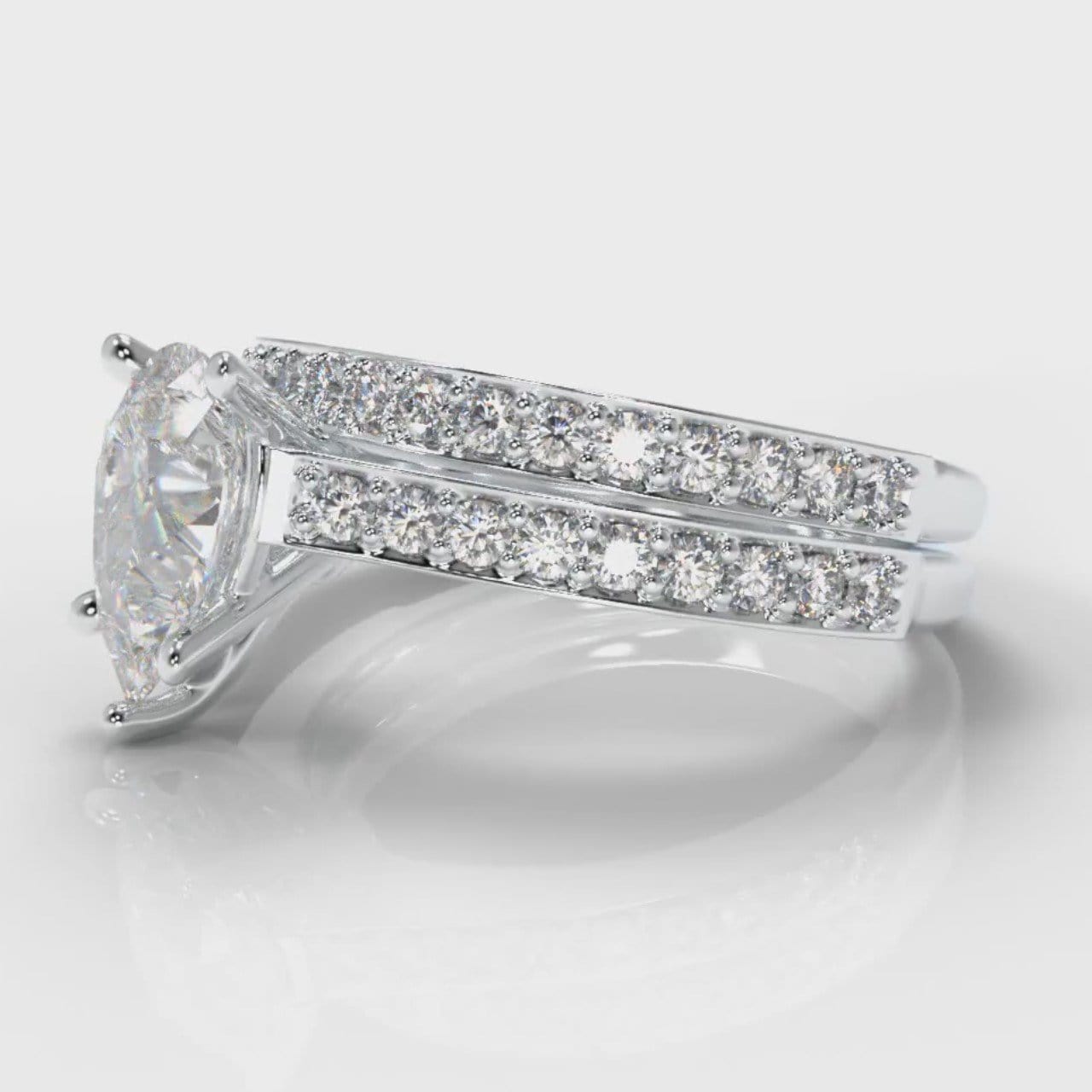 Pavé Pear Diamond Bridal Set