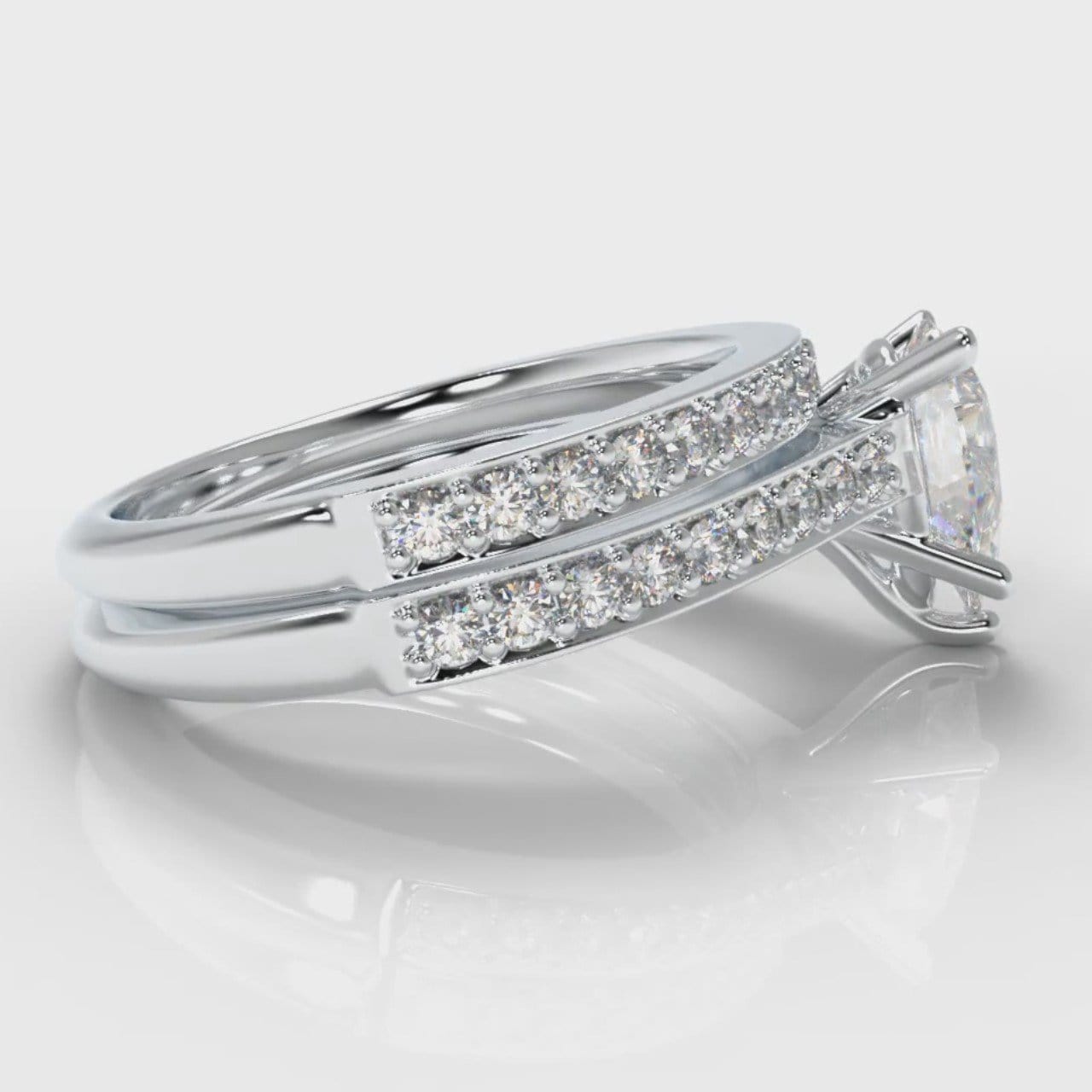 Pavé Pear Diamond Bridal Set