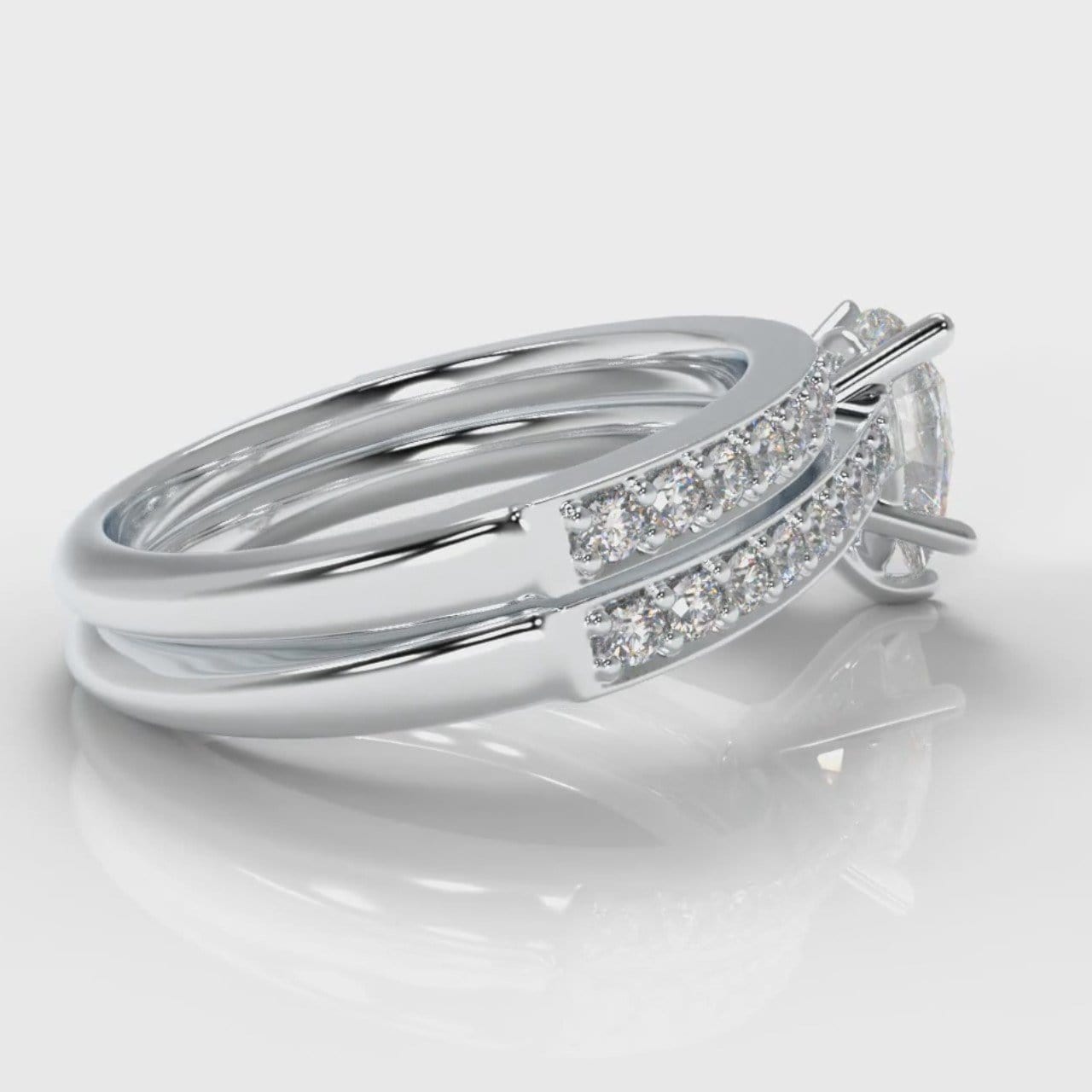 Pavé Pear Diamond Bridal Set