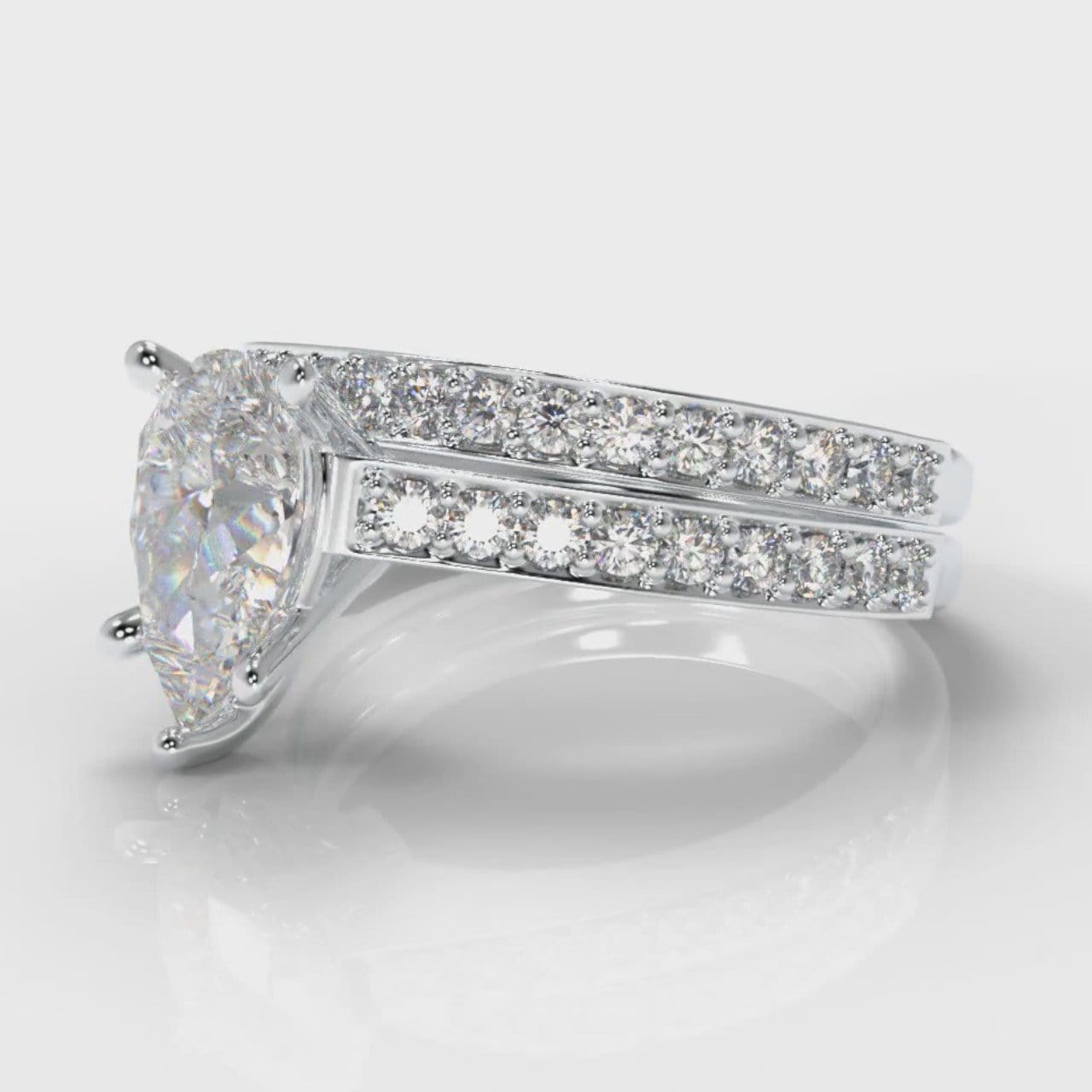 Pavé Pear Diamond Bridal Set