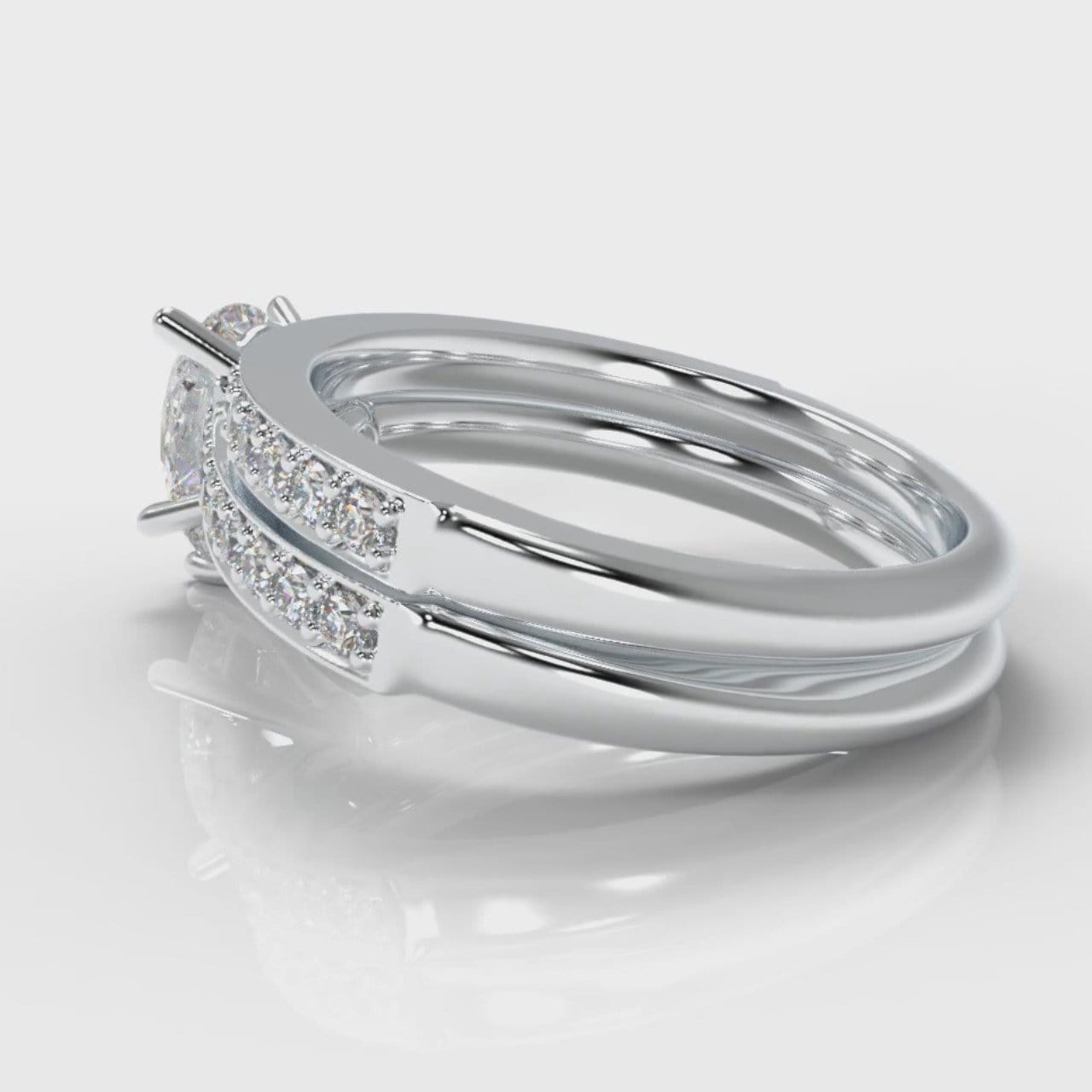 Pavé Pear Diamond Bridal Set