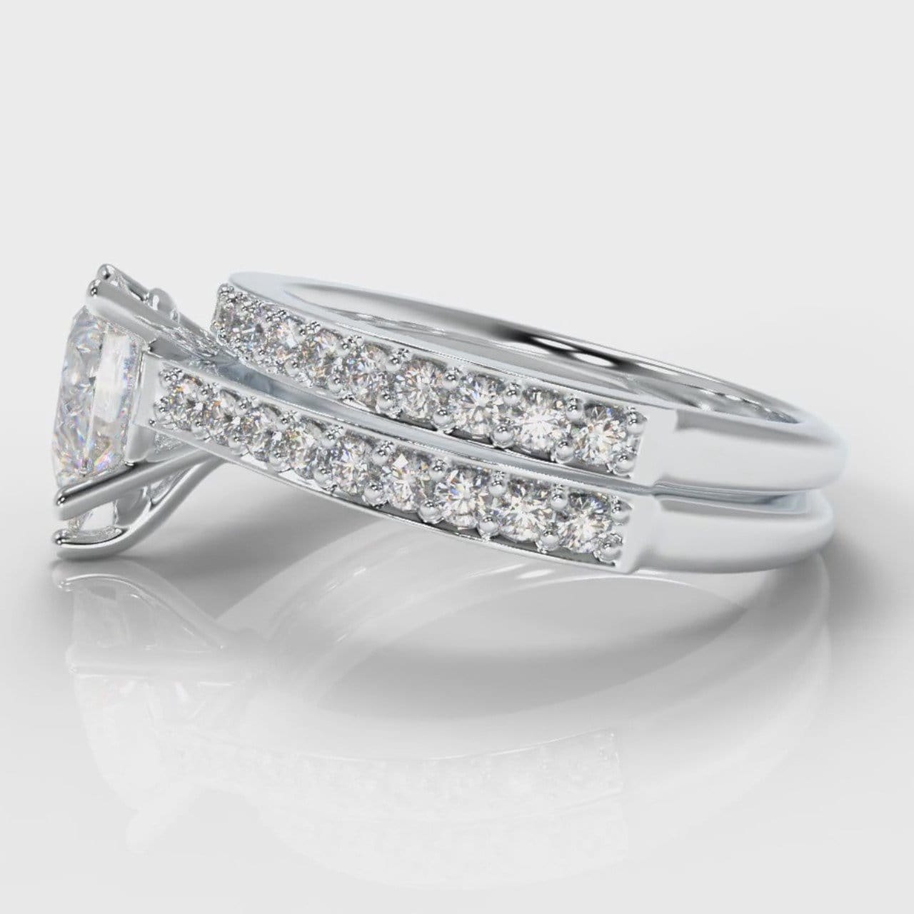 Pavé Pear Diamond Bridal Set