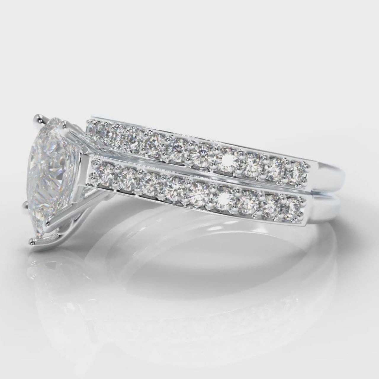 Pavé Pear Diamond Bridal Set