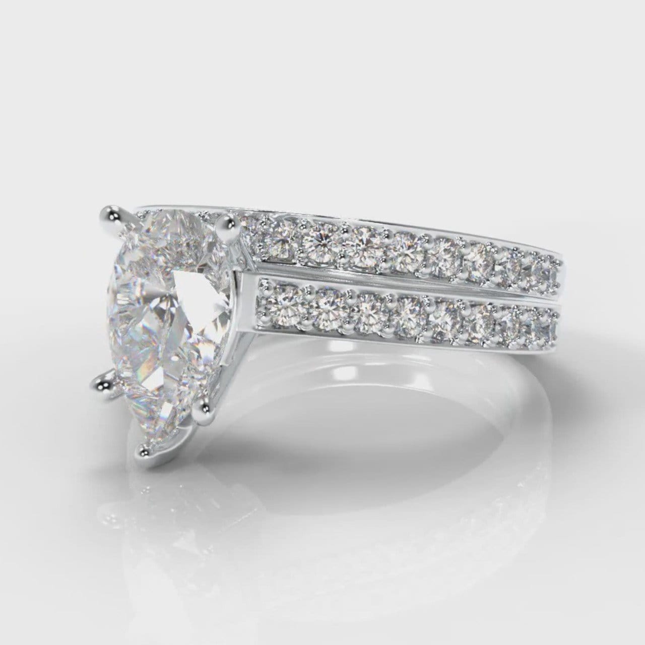 Pavé Pear Diamond Bridal Set