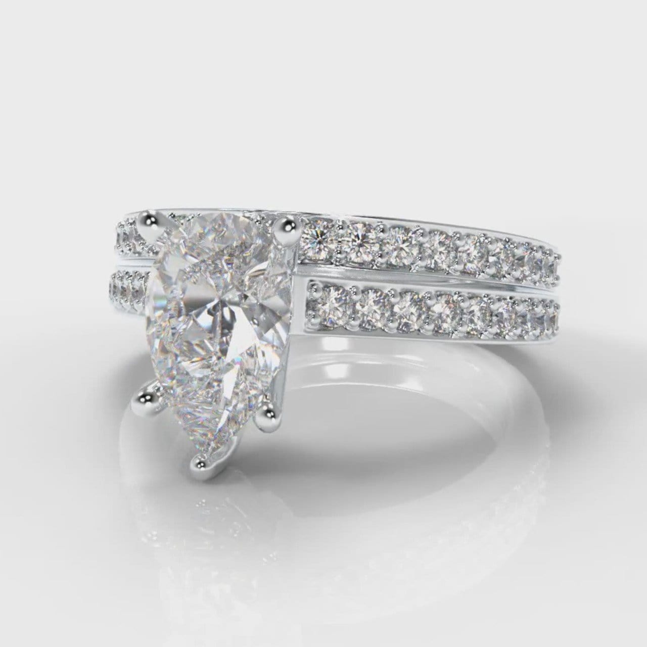 Pavé Pear Diamond Bridal Set