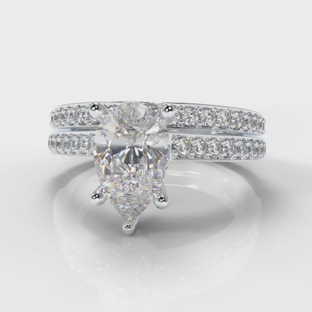 Pavé Pear Diamond Bridal Set