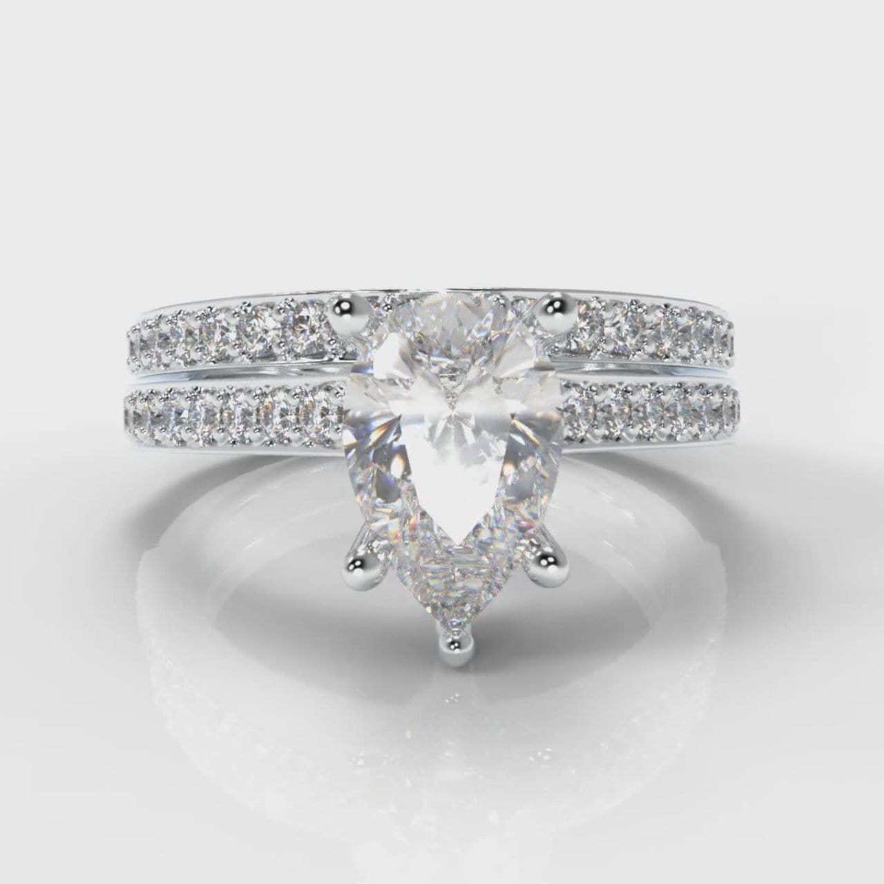 Pavé Pear Diamond Bridal Set