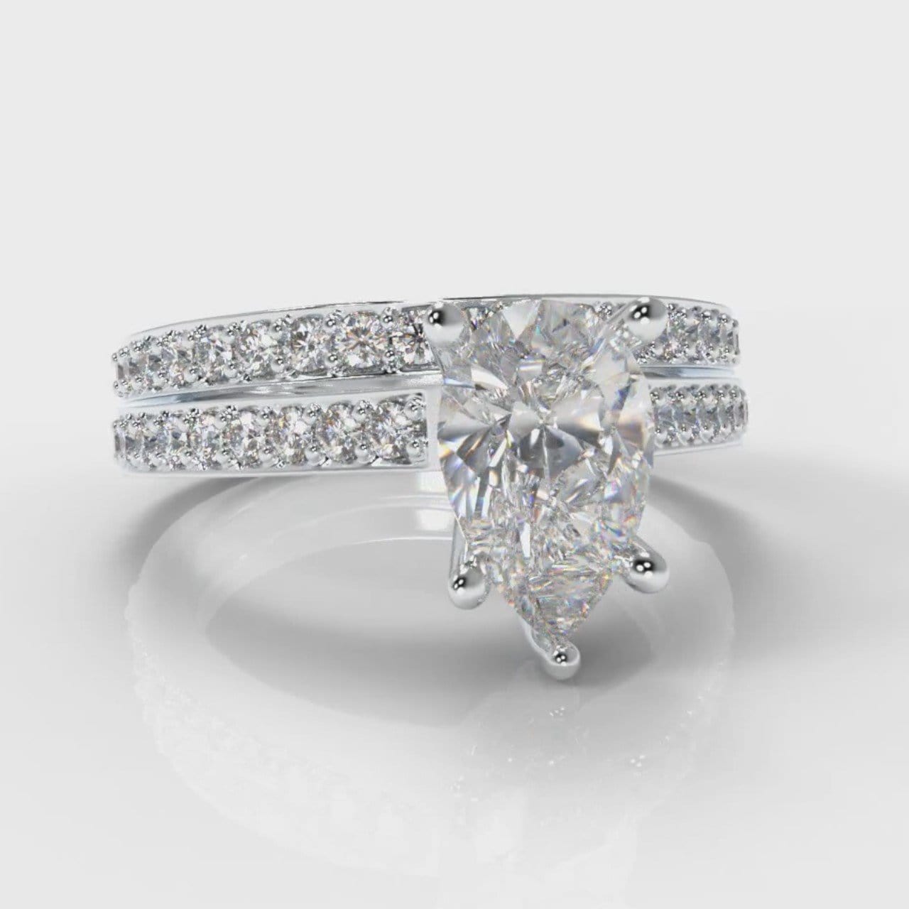 Pavé Pear Diamond Bridal Set