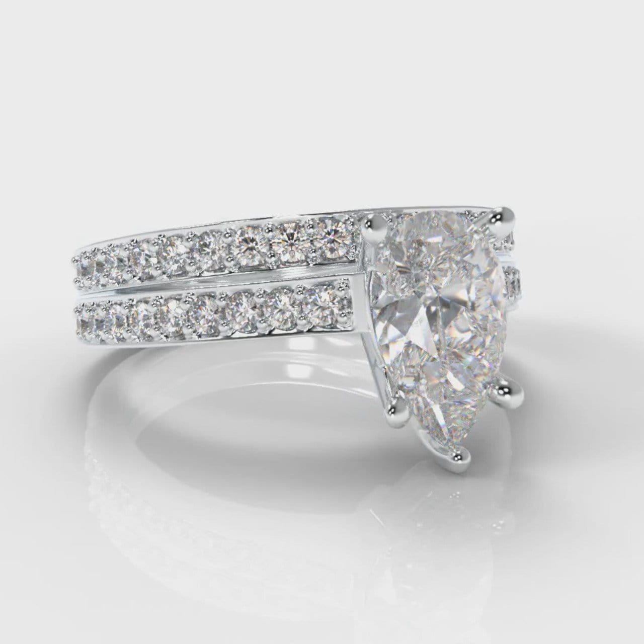 Pavé Pear Diamond Bridal Set
