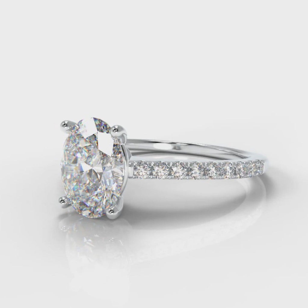 Petite Micropavé Oval Diamond Engagement Ring