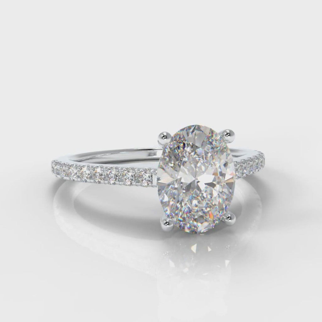 Petite Micropavé Oval Diamond Engagement Ring
