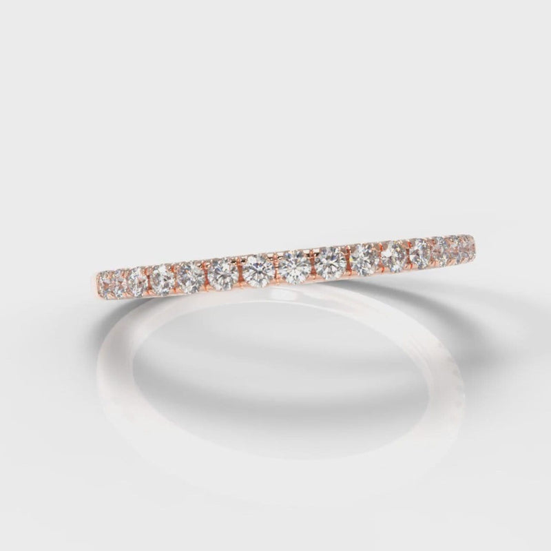 Petite Micropavé Diamond Wedding Ring - Rose Gold