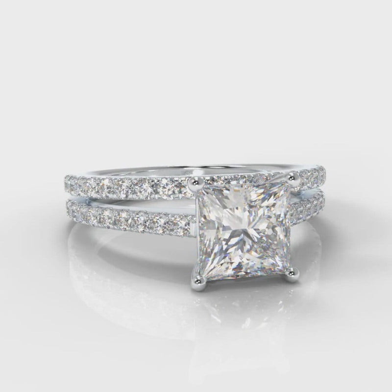 Petite Micropavé Princess Cut Diamond Bridal Set