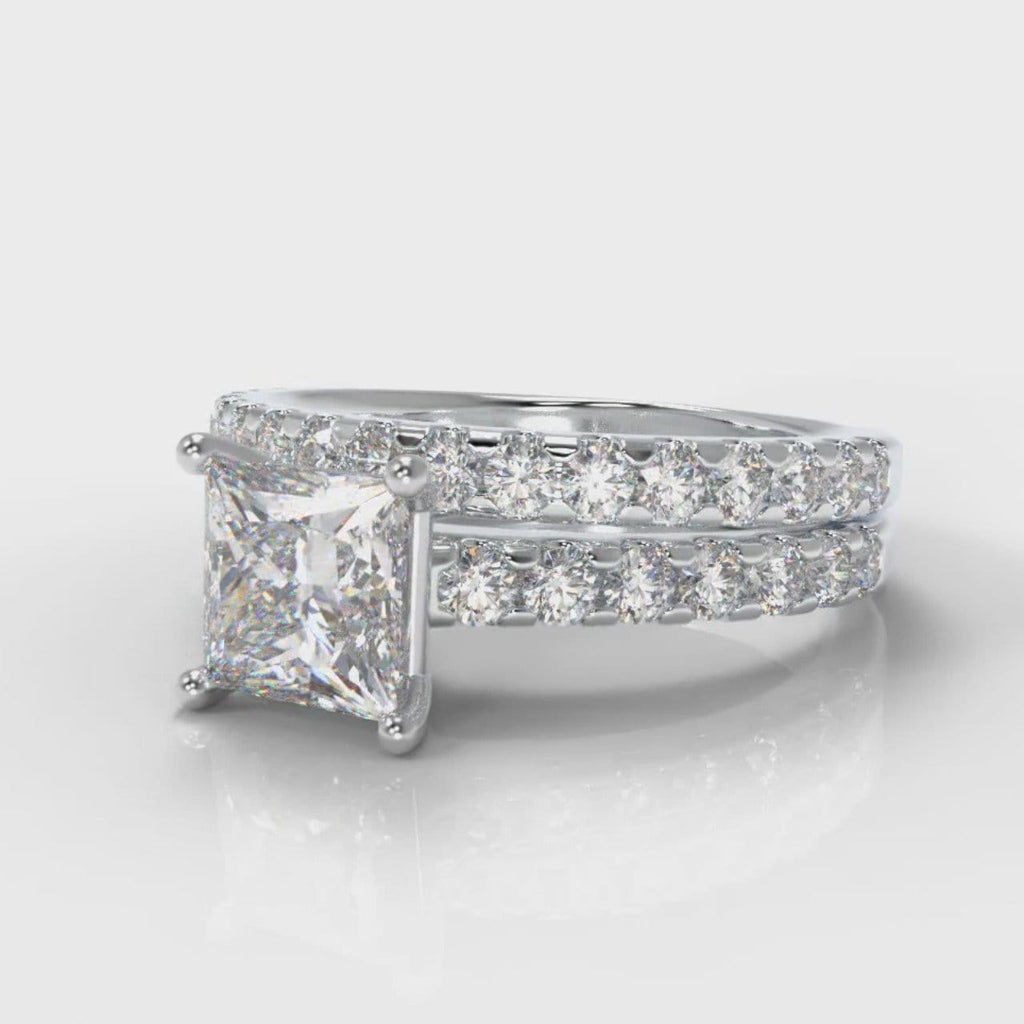 Carrée Micropavé Princess Cut Diamond Bridal Set