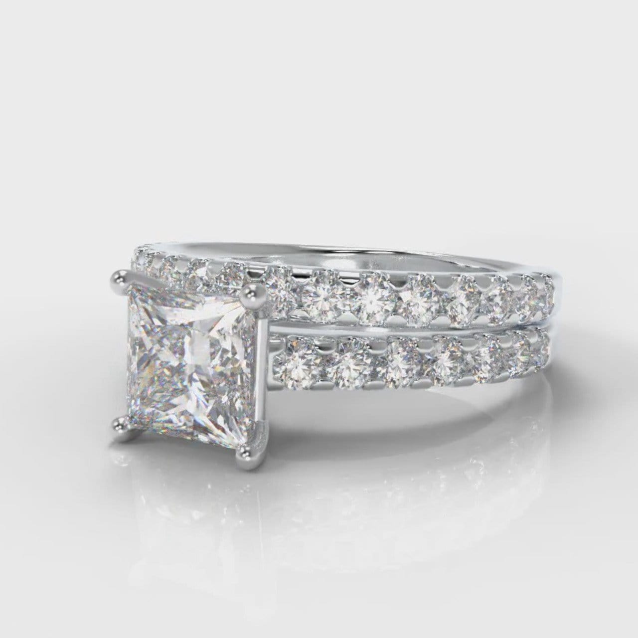Carrée Micropavé Princess Cut Diamond Bridal Set