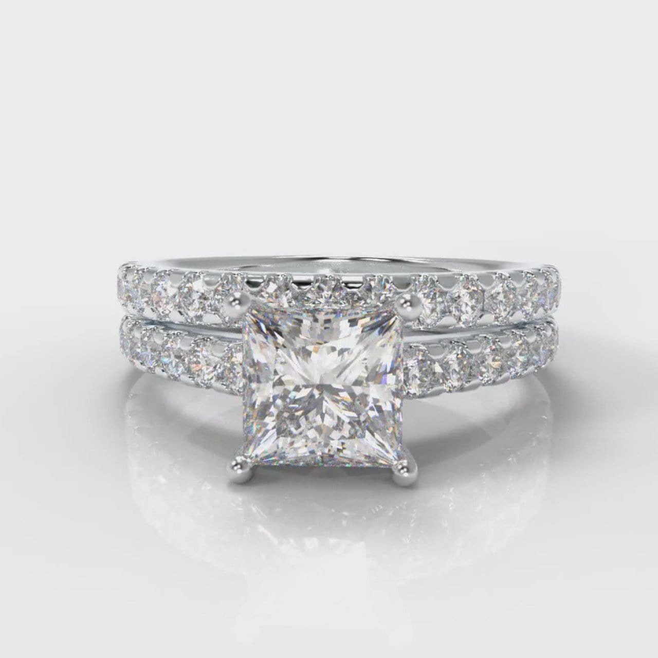 Carrée Micropavé Princess Cut Diamond Bridal Set