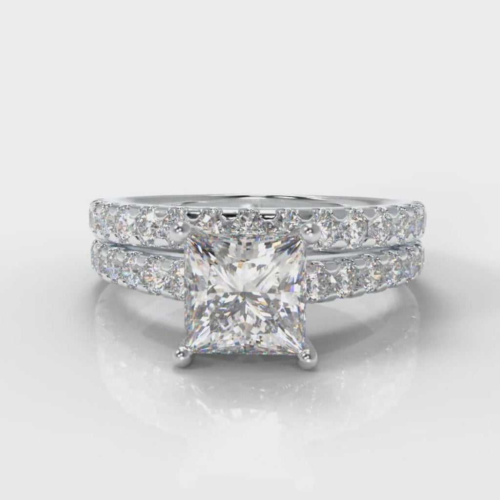 Carrée Micropavé Princess Cut Diamond Bridal Set