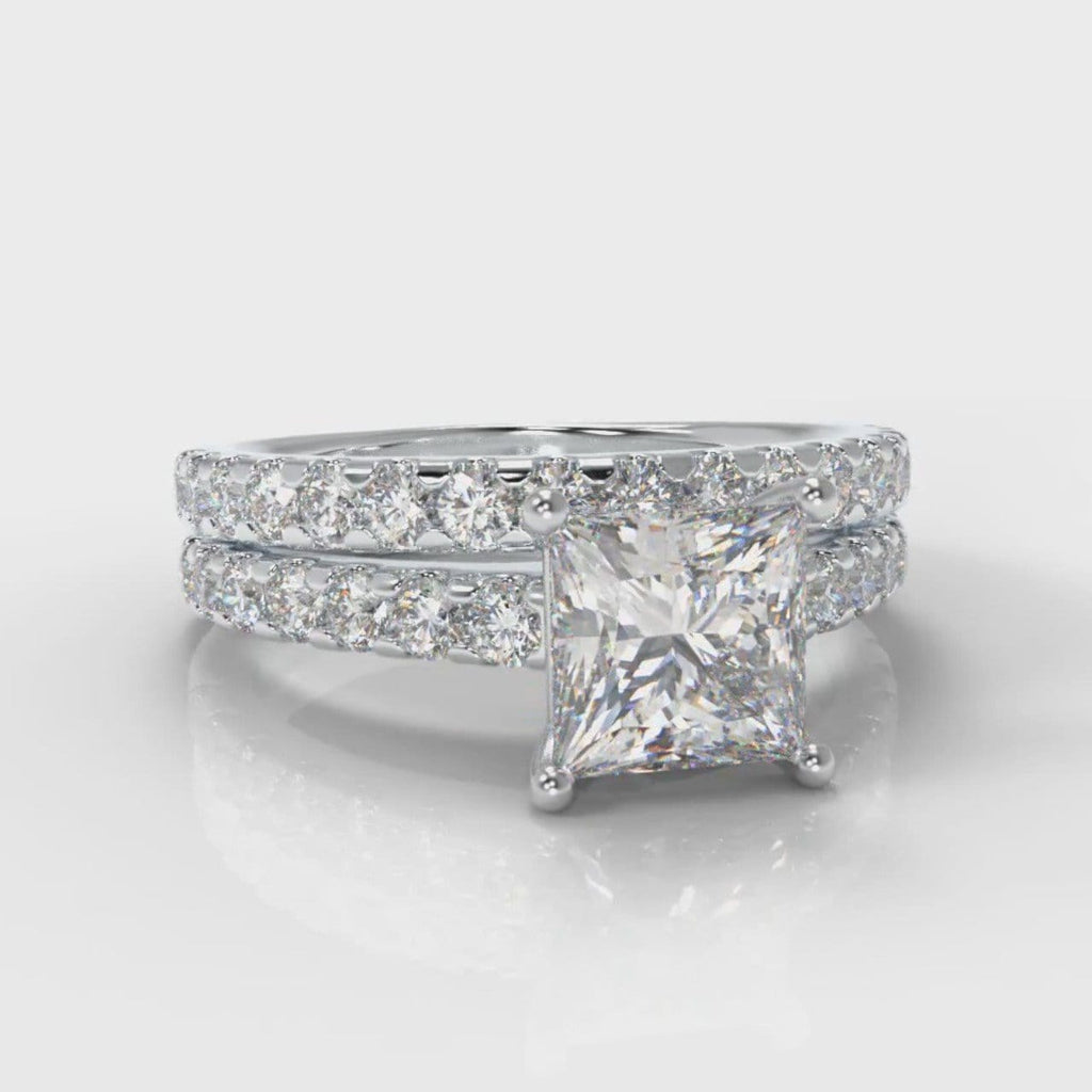 Carrée Micropavé Princess Cut Diamond Bridal Set