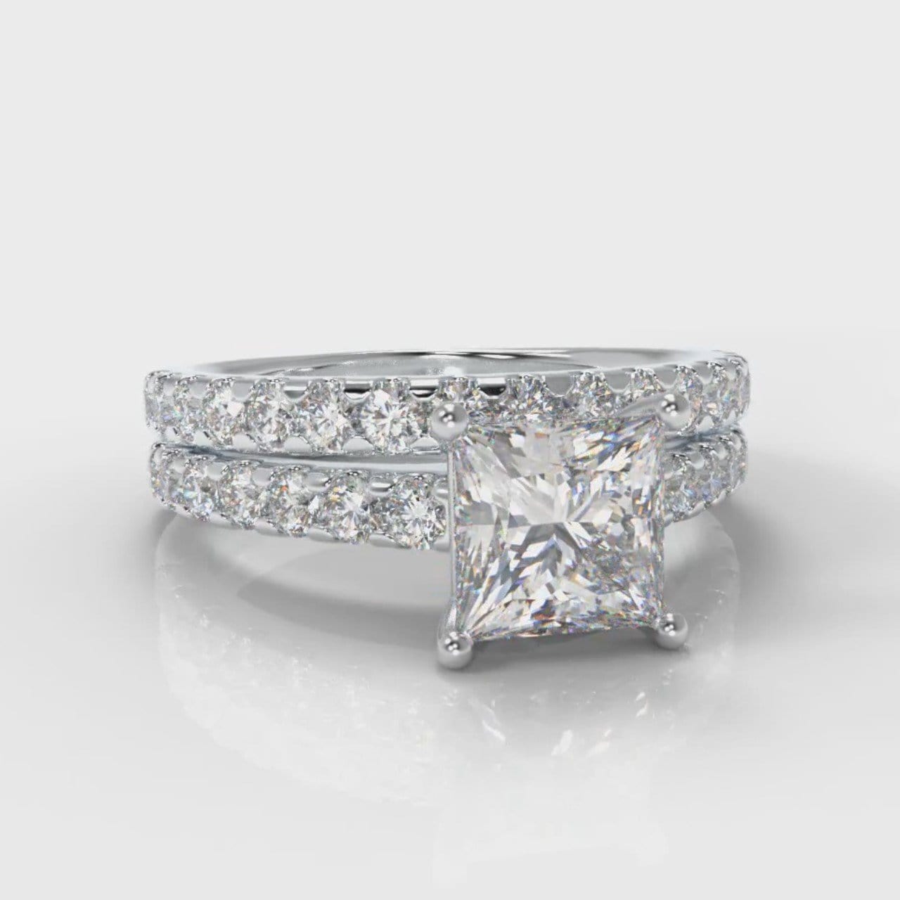 Carrée Micropavé Princess Cut Diamond Bridal Set